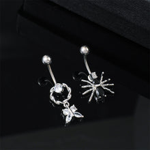 Load image into Gallery viewer, Fashion Zircon Inlaid Navel Nail Creative Spider Butterfly Belly Button Ring Stainless Steel Navel Piercing Jewelry