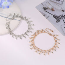 Load image into Gallery viewer, Alloy Rhinestone Tassel Anklet Fashion Gold Silver Beach Ankle Chain Foot Jewelry Accessory for Women
