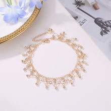 Load image into Gallery viewer, Alloy Rhinestone Tassel Anklet Fashion Gold Silver Beach Ankle Chain Foot Jewelry Accessory for Women