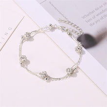 Load image into Gallery viewer, Fashion Double Layer Anklet Simple Alloy Diamond Ball Crystal Ankle Chain Multilayered Foot Jewelry