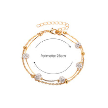 Load image into Gallery viewer, Fashion Double Layer Anklet Simple Alloy Diamond Ball Crystal Ankle Chain Multilayered Foot Jewelry