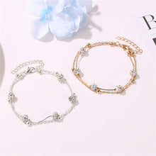 Load image into Gallery viewer, Fashion Double Layer Anklet Simple Alloy Diamond Ball Crystal Ankle Chain Multilayered Foot Jewelry