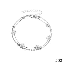 Load image into Gallery viewer, Fashion Double Layer Anklet Simple Alloy Diamond Ball Crystal Ankle Chain Multilayered Foot Jewelry