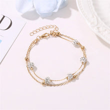 Load image into Gallery viewer, Fashion Double Layer Anklet Simple Alloy Diamond Ball Crystal Ankle Chain Multilayered Foot Jewelry