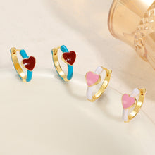 Load image into Gallery viewer, Colorful Oil Dropping Heart Earrings Fashion Niche Alloy Ear Studs Earrings Jewelry Accessories for Women