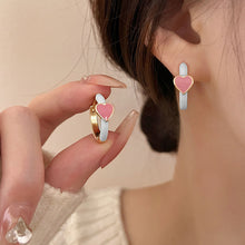 Load image into Gallery viewer, Colorful Oil Dropping Heart Earrings Fashion Niche Alloy Ear Studs Earrings Jewelry Accessories for Women