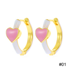 Load image into Gallery viewer, Colorful Oil Dropping Heart Earrings Fashion Niche Alloy Ear Studs Earrings Jewelry Accessories for Women