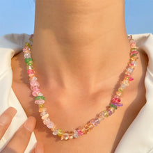 Load image into Gallery viewer, Irregular Colorful Crushed Stone Crystal Necklace Bracelet Fashion Sweet Clavicle Chain Necklace Bracelet Jewelry for Women