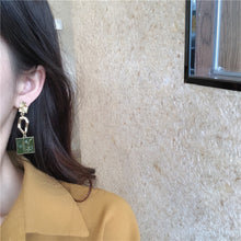 Load image into Gallery viewer, Retro Red Green Contrasting Earrings Asymmetric Alloy Temperamental Ear Studs Earrings Jewelry Accessories