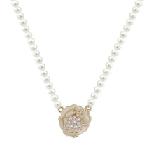 Load image into Gallery viewer, Camellia Flower Pearl Necklace Simple Temperamental Flower Pearl Necklace Clavicle Chain Jewelry Accessory