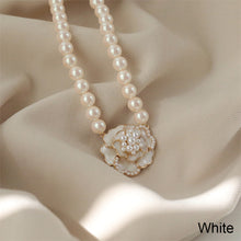Load image into Gallery viewer, Camellia Flower Pearl Necklace Simple Temperamental Flower Pearl Necklace Clavicle Chain Jewelry Accessory