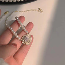 Load image into Gallery viewer, Camellia Flower Pearl Necklace Simple Temperamental Flower Pearl Necklace Clavicle Chain Jewelry Accessory