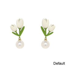 Load image into Gallery viewer, Tulip Flower Pearl Earrings Simple Temperamental Alloy Ear Studs Earrings Jewelry Accessories for Women