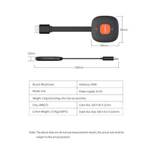 Load image into Gallery viewer, G18 TV Stick 4K Wireless HDMI Display Dongle Adapter for iOS/Android Video/Audio Mirroring to TV/Projector/Monitor