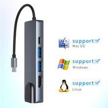 Load image into Gallery viewer, TC15 Type-c Docking Station Five-in-one Network Card Usb-c Hub Laptop