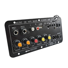 Load image into Gallery viewer, Bluetooth Digital Stereo Amplifier Board AC 220V 12v 24v Subwoofer Dual Microphone Amplifiers For 8-12 Inch Speaker