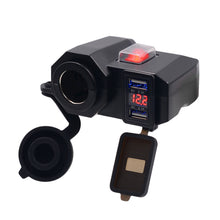 Load image into Gallery viewer, Motorcycle Handlebar Charger Dual USB Port Cigarette Lighter Socket Digital Display Voltage Adapter Power Supply Charge