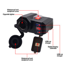 Load image into Gallery viewer, Motorcycle Handlebar Charger Dual USB Port Cigarette Lighter Socket Digital Display Voltage Adapter Power Supply Charge