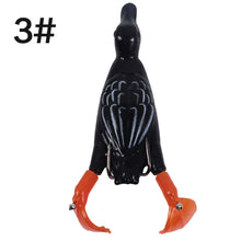 Load image into Gallery viewer, Surface System Floating Propeller Rotating Simulation Duck Fishing Bait 11G 9.5CM Rubber 3D Eyes Artificial Double Hook Bait Luya Soft Bait