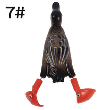 Load image into Gallery viewer, Surface System Floating Propeller Rotating Simulation Duck Fishing Bait 11G 9.5CM Rubber 3D Eyes Artificial Double Hook Bait Luya Soft Bait