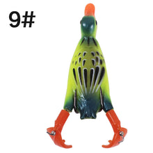 Load image into Gallery viewer, Surface System Floating Propeller Rotating Simulation Duck Fishing Bait 11G 9.5CM Rubber 3D Eyes Artificial Double Hook Bait Luya Soft Bait