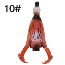 Load image into Gallery viewer, Surface System Floating Propeller Rotating Simulation Duck Fishing Bait 11G 9.5CM Rubber 3D Eyes Artificial Double Hook Bait Luya Soft Bait