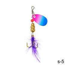 Load image into Gallery viewer, Composite Glitter Metal Hand Piece Three Hook Fishing Hook Mandarin Fish Salmon Colorful Bionic Luya Bait Fishing Accessories