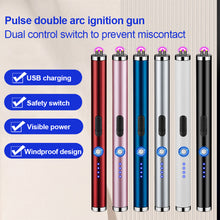 Load image into Gallery viewer, USB Rechargeable Kitchen Lighter Metal Windproof Dual Arc Plasma Lighter Candle Gas Stove Cooking Ignition Electric Lighter