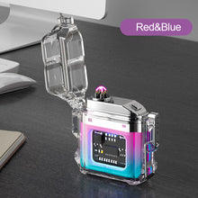 Load image into Gallery viewer, Outdoor Camping Waterproof Lighter USB Rechargeable Lighters Windproof Lighter Electric Flashlight Transparent Plasma ARC