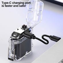 Load image into Gallery viewer, Outdoor Camping Waterproof Lighter USB Rechargeable Lighters Windproof Lighter Electric Flashlight Transparent Plasma ARC