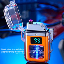 Load image into Gallery viewer, Camping Outdoor Waterproof Lighter USB Rechargeable Lighters Windproof Lighter Electric Flashlight Transparent Plasma ARC