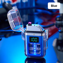 Load image into Gallery viewer, Camping Outdoor Waterproof Lighter USB Rechargeable Lighters Windproof Lighter Electric Flashlight Transparent Plasma ARC
