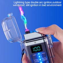 Load image into Gallery viewer, Camping Outdoor Waterproof Lighter USB Rechargeable Lighters Windproof Lighter Electric Flashlight Transparent Plasma ARC