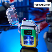 Load image into Gallery viewer, Camping Outdoor Waterproof Lighter USB Rechargeable Lighters Windproof Lighter Electric Flashlight Transparent Plasma ARC