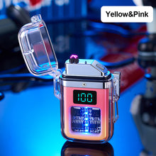 Load image into Gallery viewer, Camping Outdoor Waterproof Lighter USB Rechargeable Lighters Windproof Lighter Electric Flashlight Transparent Plasma ARC