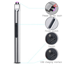 Load image into Gallery viewer, USB Rechargeable Candle Kitchen Gas Stove Ignition Mini Power Display Electric Pulse Flameless Arc Lighter