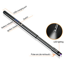 Load image into Gallery viewer, Outdoor Camping Ignition Tool Lengthen Longer Arc Lighter With LED Light USB Rechargeable Windproof Electric Lighter Kitchen BBQ