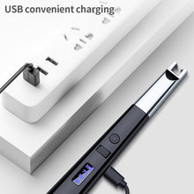 Load image into Gallery viewer, Outdoor Lighters USB Electric Rechargeable Long Kitchen Lighter for Stove Windproof LED Plasma Arc Flameless Candle