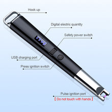 Load image into Gallery viewer, Outdoor Lighters USB Electric Rechargeable Long Kitchen Lighter for Stove Windproof LED Plasma Arc Flameless Candle