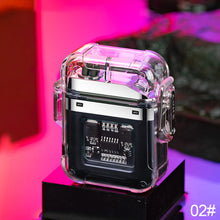 Load image into Gallery viewer, Outdoor Camping Waterproof Lighter Windproof Lighter Electric Flashlight Transparent Plasma ARC USB Rechargeable Lighters