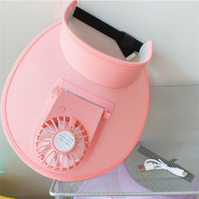 Load image into Gallery viewer, Cute Cartoon Sunscreen with Fan Sunshade Hat Parent Child Summer Sun Hat USB Charging Outdoor Sunscreen Cap