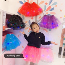 Load image into Gallery viewer, Children's LED Glowing Skirt Fluffy Skirt Soft Elastic Half Skirt Multicolored Glow Mesh Skirt for Girls