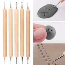 Load image into Gallery viewer, 5pcs/set Reusable Pottery Sculpting Pen Wooden Polymer Clay Ceramic Modeling Making Tools Embossing Ball Styluses Tool Kits