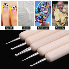Load image into Gallery viewer, 5pcs/set Reusable Pottery Sculpting Pen Wooden Polymer Clay Ceramic Modeling Making Tools Embossing Ball Styluses Tool Kits