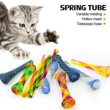 Load image into Gallery viewer, 10pcs Cat Spring Toy Funny Jumping Catcting Toy Pet Colorful Interactive Telescopic Tube Flexible Spiral Spring Cat Teething Chewing Toy