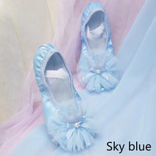 Load image into Gallery viewer, Satin Crown Lace Style Girls' Dance Shoes Soft Sole Professional Training Shoes Ballet Shoes Yoga Body Training Cat Claw Shoes