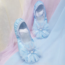 Load image into Gallery viewer, Satin Crown Lace Style Girls' Dance Shoes Soft Sole Professional Training Shoes Ballet Shoes Yoga Body Training Cat Claw Shoes