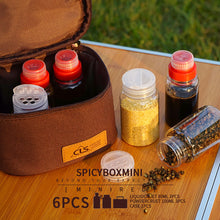 Load image into Gallery viewer, Mini Seasoning Bottle Set Outdoor Camping BBQ Black Pepper Salt Herb Bottle Kitchen Portable Storage Seasoning Box 6pcs/set With Storage Bag