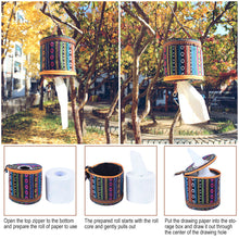 Load image into Gallery viewer, Outdoor Camping Foldable Ethnic Air Pumping Paper Box Car Household Roll Paper Tissue Box Hanging With Open Hole Paper Towel Small Cloth Bag