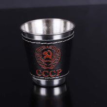 Load image into Gallery viewer, 4PCS Stainless Steel Leather Wine Cup Set 70Ml Camping Picnic Hiking Beer Wine Glasses Outdoor Cutlery With Cup Pack